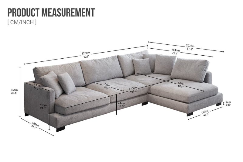 WONDERLAND Fabric Sectional sofa-Chaise Facing Left Carousel 2