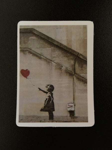 ** BANKSY ART ** 1 x Sticker - Girl with Heart Balloon (5cm) Carousel 1