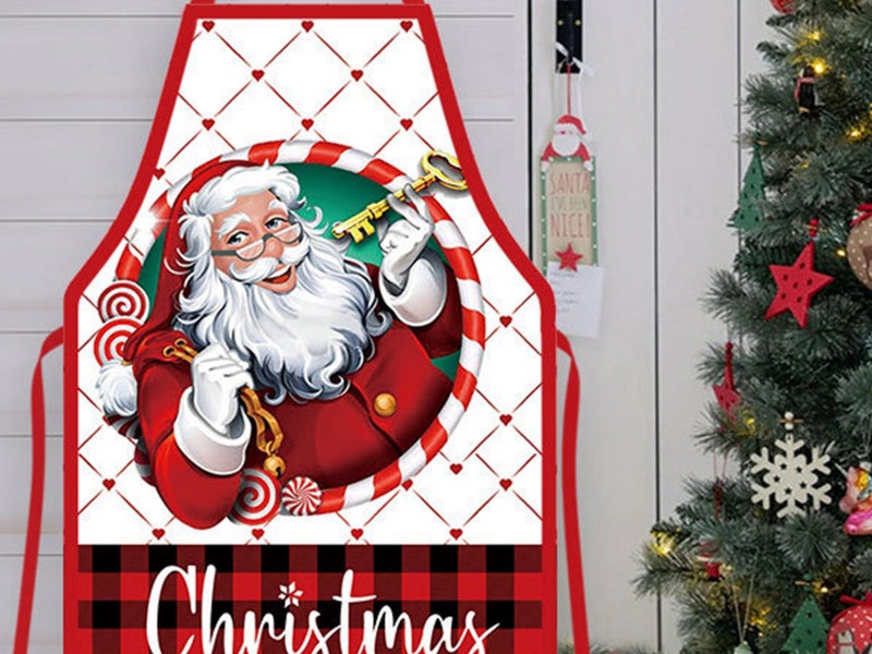 70x50CM White Christmas Apron Funny XMAS Cooking Chef Costume Carousel 3