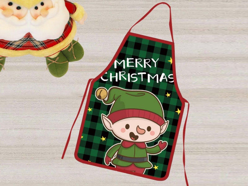 70x50CM Green Christmas Apron Funny XMAS Cooking Chef Costume Carousel 2