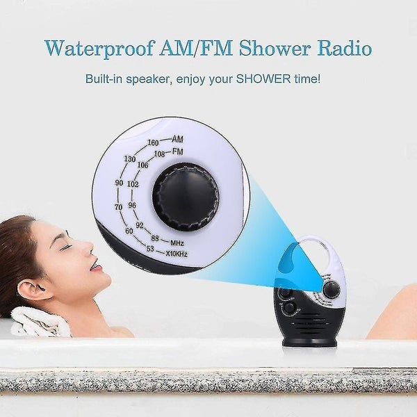 Waterproof Shower Radio: Adjustable Volume AM/FM Speaker for Bathroom Wireless Carousel 2