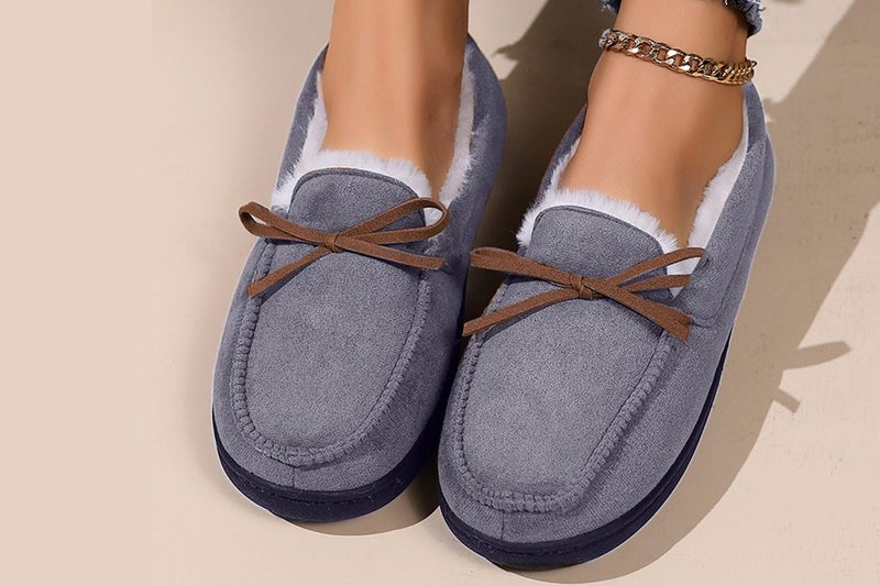 Winter Comfy Sherpa Ladies Slipper Soft Warm Moccasin Women Shoes-Grey Carousel 2