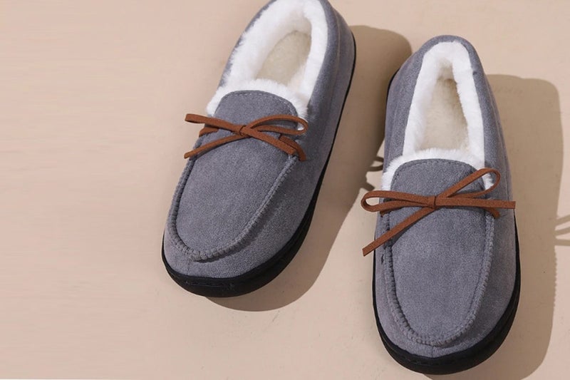 Winter Comfy Sherpa Ladies Slipper Soft Warm Moccasin Women Shoes-Grey Carousel 3