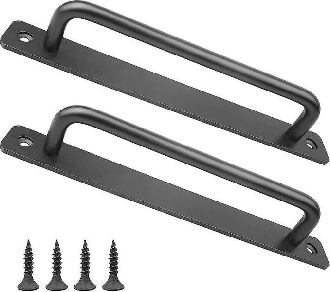 2 Black Door Handles - Aluminum Metal Handles for Cabinets, Cupboards, Barn Door Carousel 1