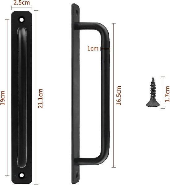2 Black Door Handles - Aluminum Metal Handles for Cabinets, Cupboards, Barn Door Carousel 2