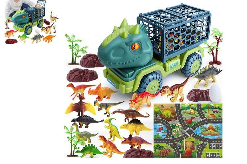 Toy Dinosaur Truck Transport Car with 15 Dino Figures Dinosaur Play Set-Style 1 Carousel 1