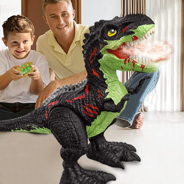 Toy Remote Control T Rex Dinosaur Light Up Realistic Tyrannosaurus-Dark gray Carousel 2