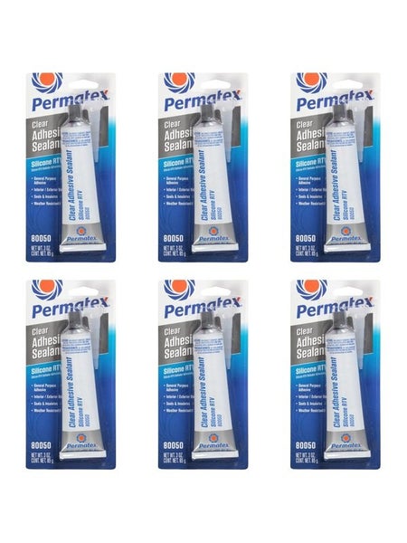 6 x Permatex Clear RTV Silicone Adhesive Sealant 85g Carousel 1
