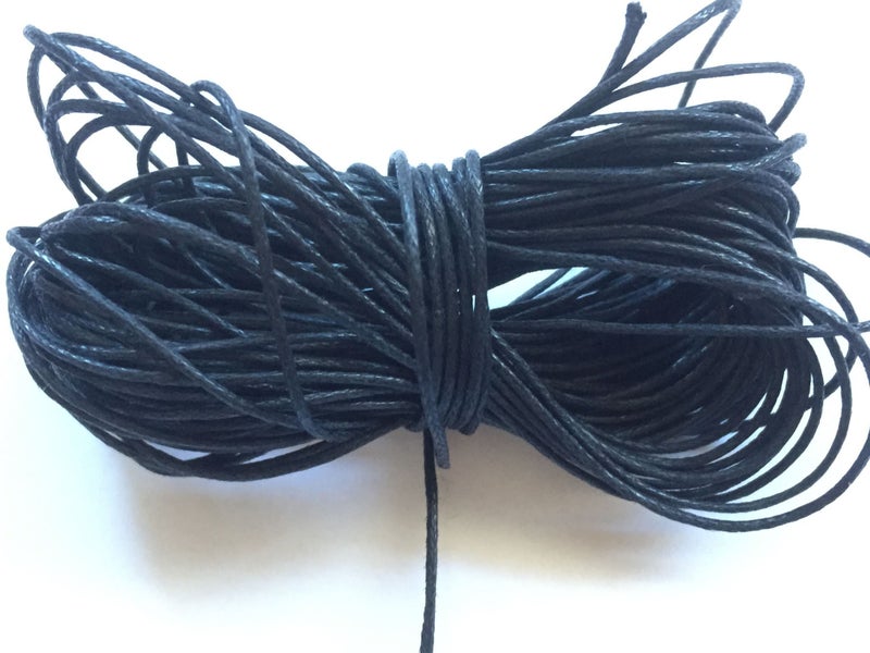 Waxed cotton 10 metres x 1mm thick black wax cord Carousel 1