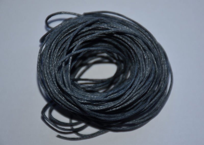Waxed cotton 10 metres x 1mm thick steel grey wax cord Carousel 1
