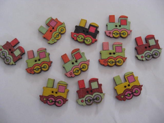 Buttons Wooden Trains x 20 Carousel 1