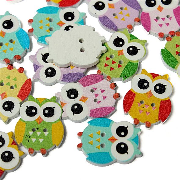 Buttons 15 x Wooden Owls 23mm x 19mm Carousel 1