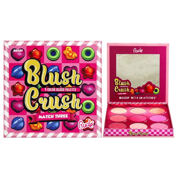 Blush Crush 9 Color Blush Palette Match Three Rude Cosmetics Women 0.67 oz Blush Carousel 1