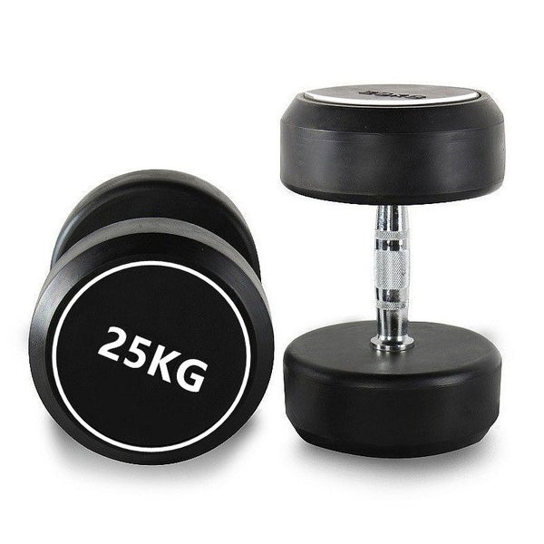 2 x 25kg Round Rubber Dumbbells Carousel 1