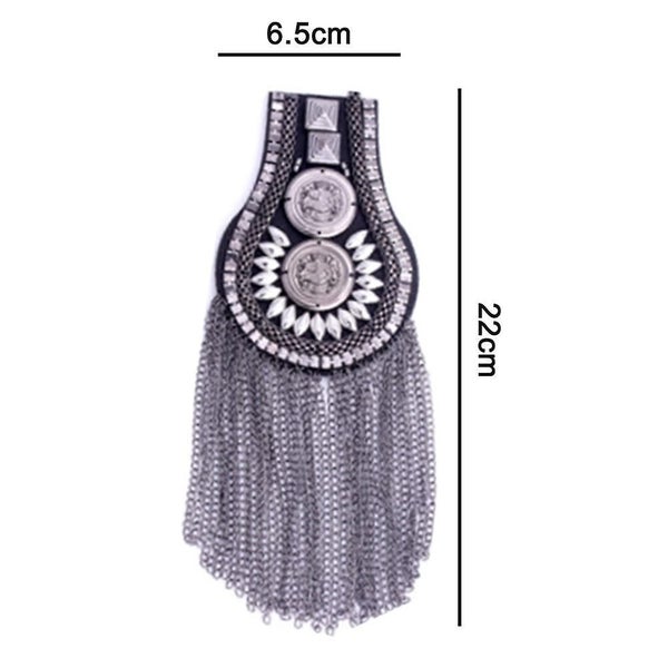 1 Pair Tassel Link Chain Epaulet Shoulder Boards Badge Metal Fringed Epaule Carousel 3