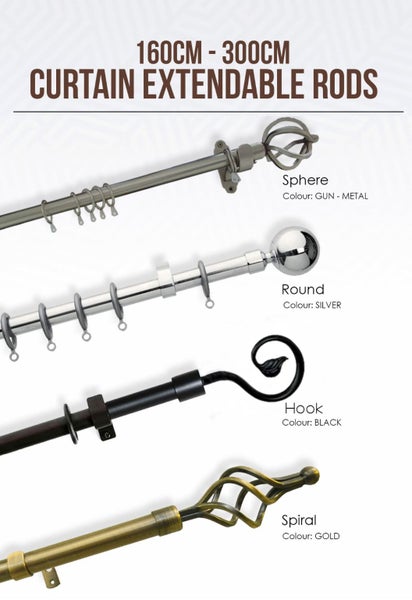 Extendable Curtain Rod - 160-300cm Carousel 1