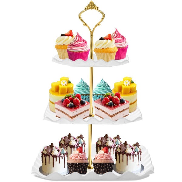 Dessert Cupcake Stand 3 Tier Cup Cake Holder Tower Tea Party Birthday Weeding Carousel 7