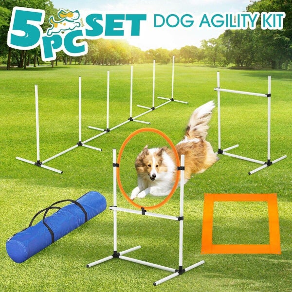 Dog Agility Equipment Set,Pet Obstacle Course High Tire Hurdle Jump Carousel 2