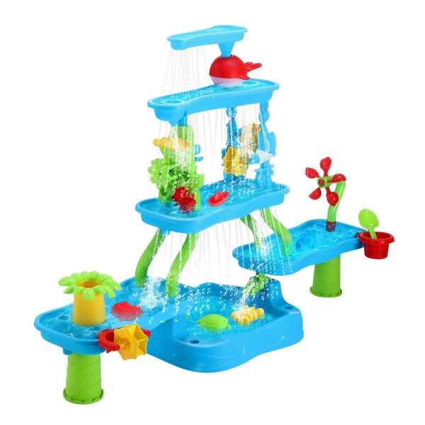 Sand Water Play Table 5 Tier Waterfall Pool Toys Sandpit Carousel 12