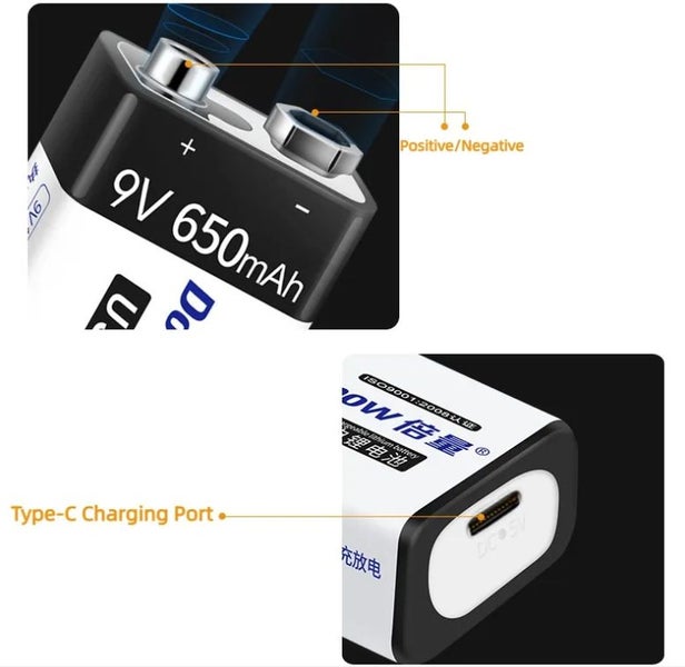 9V Battery Rechargeable Battery 9V 650mAh Carousel 2