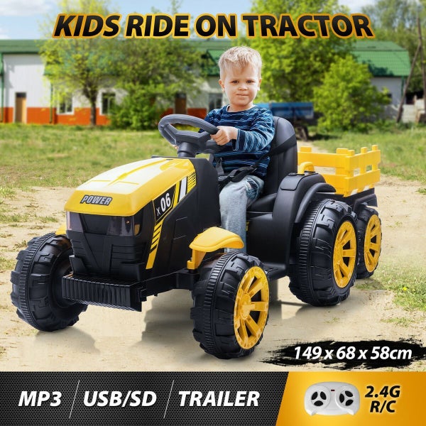 Kids Ride on Tractor Remote Control 12V Battery Electric Car Toy Vehicle Trailer Carousel 2