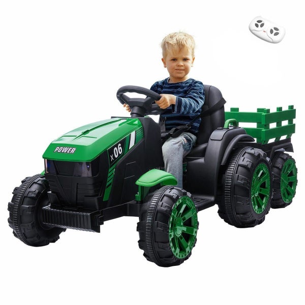 Kids Ride on Car Remote Control Electric Tractor Toy Vehicle Trailer 12V Battery Carousel 14