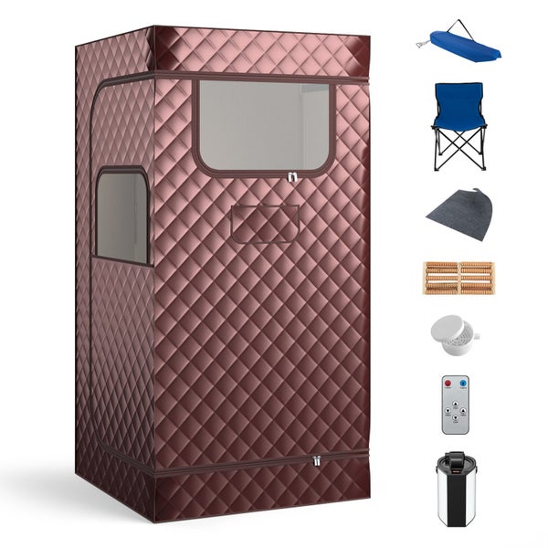 3L Home Portable Steam Sauna Tent w/Remote Control Foldable Chair Foot Massager Carousel 1