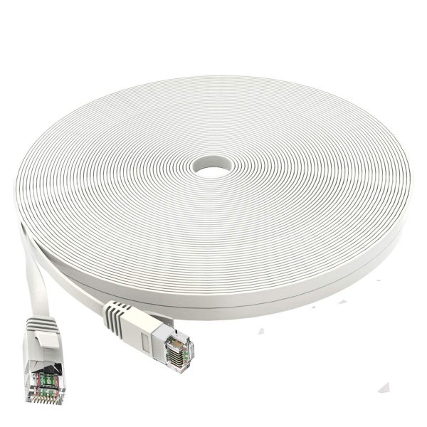 Cat6 8M Ethernet Cable White Flat Internet Network Carousel 10