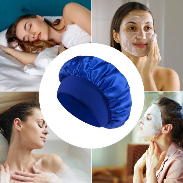 Shower Cap Satin Wide-Brimmed Bath Cap Reusable Carousel 9