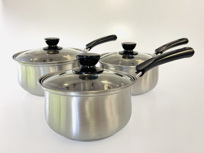 6Pcs Saucepan Set 20cm 18cm 16cm Stainless Steel Pot Set With Lid Carousel 1