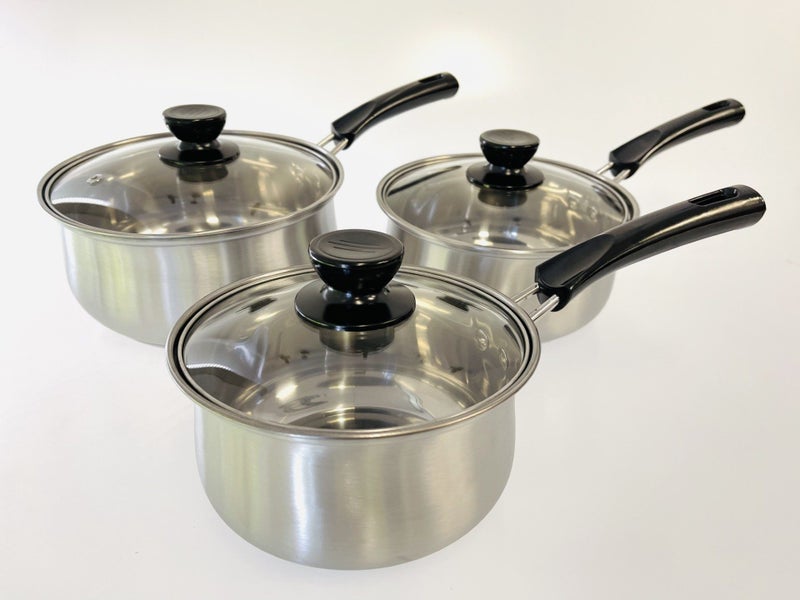 6Pcs Saucepan Set 20cm 18cm 16cm Stainless Steel Pot Set With Lid Carousel 2