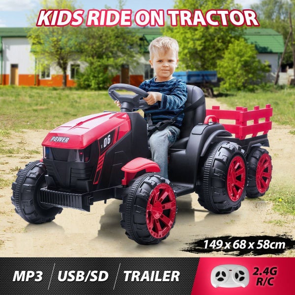Ride on Car Remote Control Kids Tractor 12V Battery Electric Toy Vehicle Trailer Carousel 1