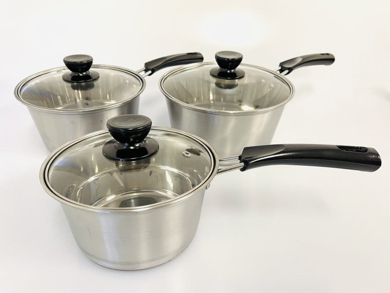 6Pcs Saucepan Set 20cm 18cm 16cm Stainless Steel Pot Set With Lid Carousel 1