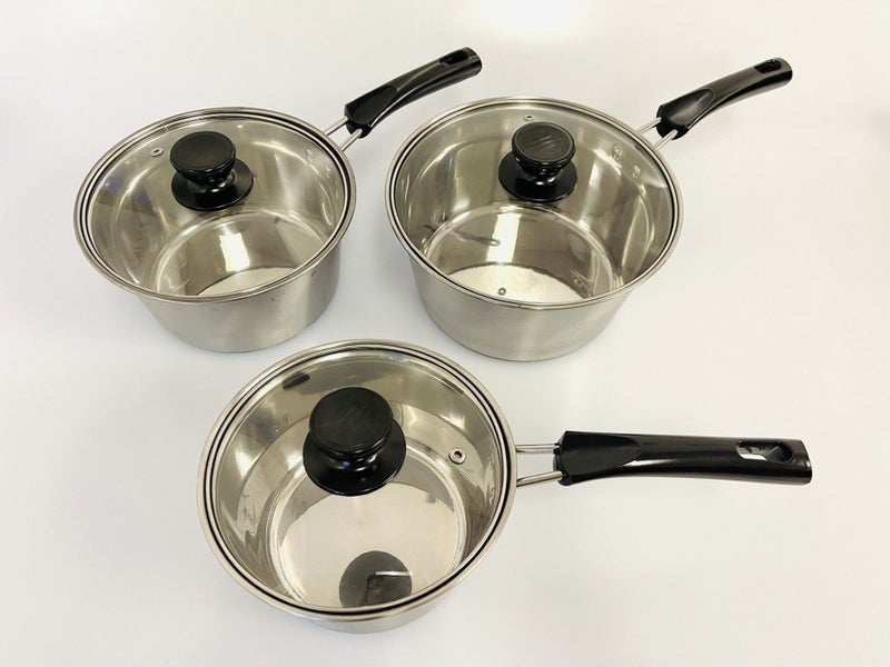 6Pcs Saucepan Set 20cm 18cm 16cm Stainless Steel Pot Set With Lid Carousel 2