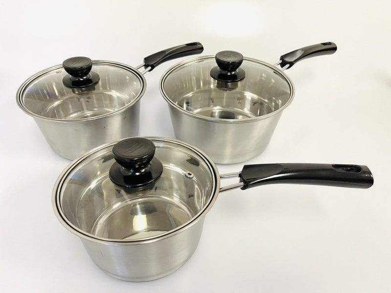 6Pcs Saucepan Set 20cm 18cm 16cm Stainless Steel Pot Set With Lid Carousel 3