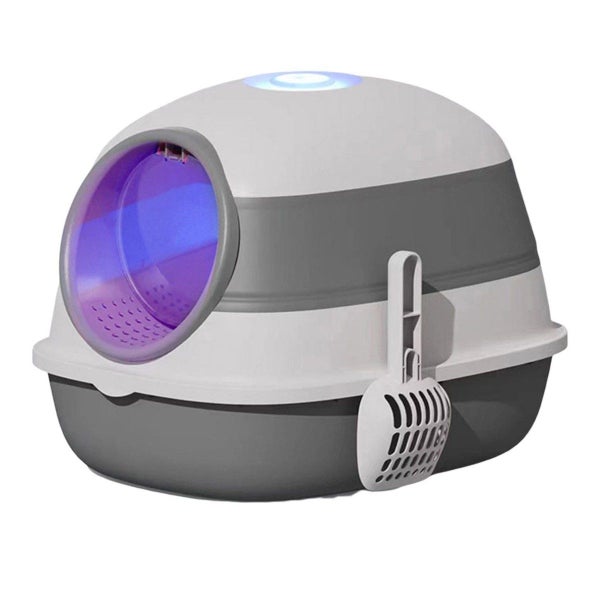 Cat Litter Box with Lid and UV, Portable Kitty Litter Box with Scoop Carousel 2