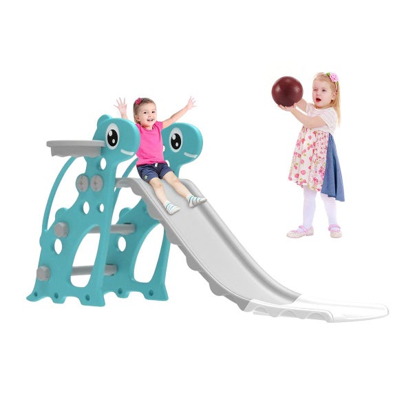Kids Slide Set Basketball Hoop Toy Playset Carousel 12