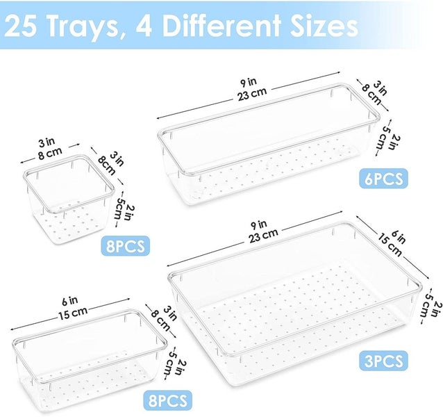 25PCS Plastic Drawer Organizers Storage Bins Set Carousel 2