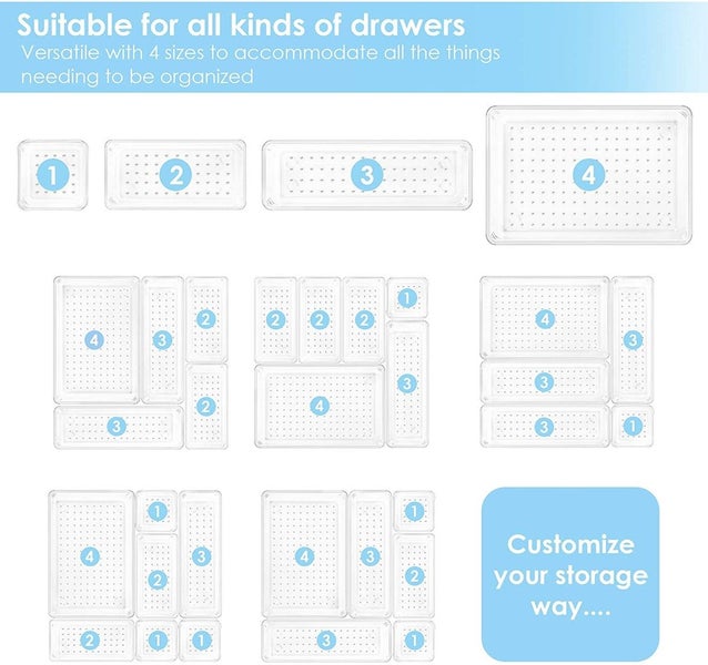 25PCS Plastic Drawer Organizers Storage Bins Set Carousel 7