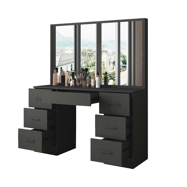 Dressing Table Set with Mirror Black Carousel 12