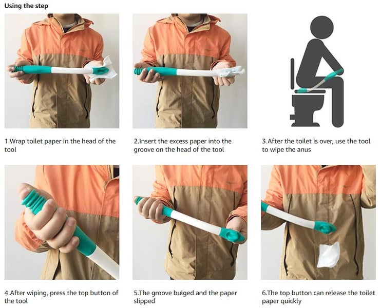 Toilet Paper Grips Aids Tools Long Reach Comfort Wipe Carousel 2