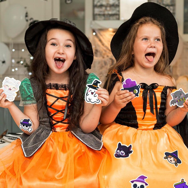 100 PCS Halloween Stickers,Halloween Party Favors,Non Repeating Vinyl Waterproof Carousel 11