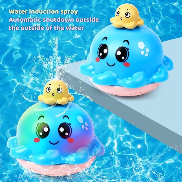 Bath Toy with 4 Water Spray(Random Color)Modes Light Up Octopus Bathtub Toys Aut Carousel 2