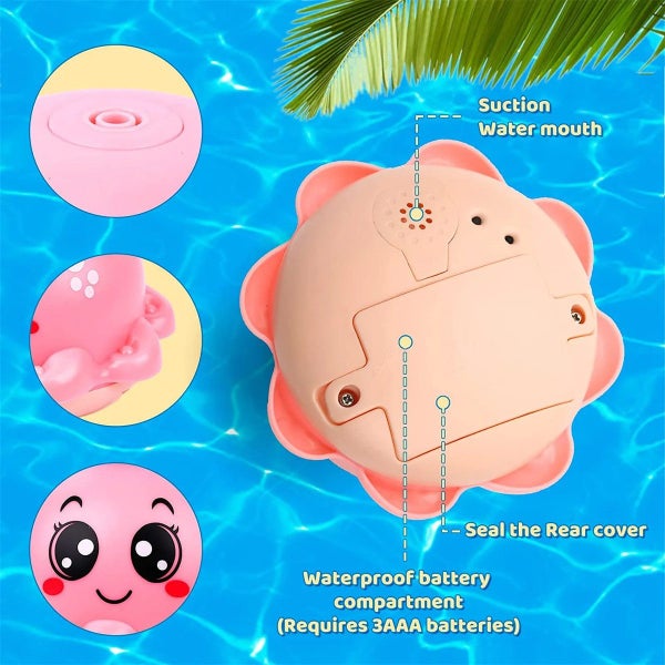 Bath Toy with 4 Water Spray(Random Color)Modes Light Up Octopus Bathtub Toys Aut Carousel 12