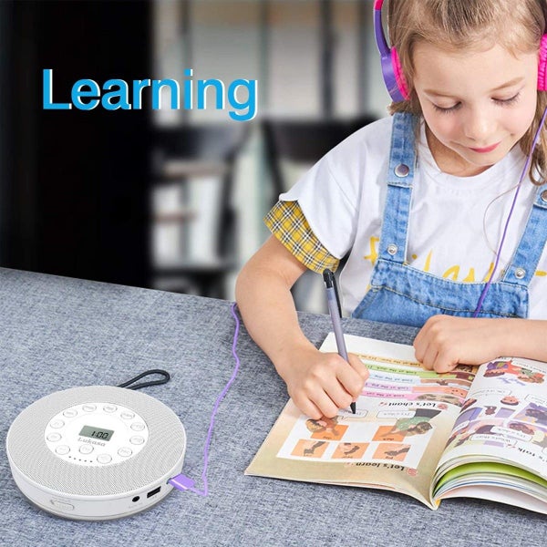 Portable Bluetooth CD Player Built-in Speaker Stereo, Personal Walkman MP3 Playe Carousel 10