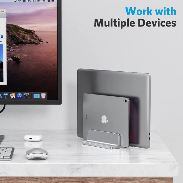 Vertical Laptop Stand Double Desktop Stand Holder with Adjustable Dock Carousel 8