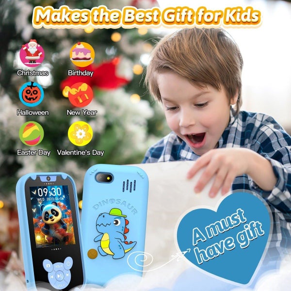 Kids Smart Phone Toys, Touch Screen MP3 Player for Girls Boys,Blue Carousel 7