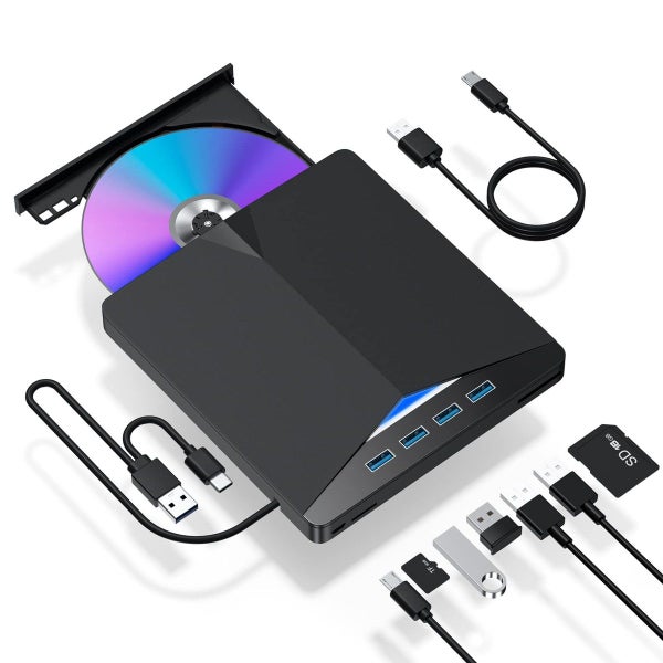 External BLUERAY CD/DVD Drive for Laptop, 7 in 1 USB 3.0 DVD Player Portable CD/ Carousel 2