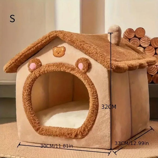 Foldable Warm And Semi-Enclosed Pet House For Cats And Dogs Carousel 1