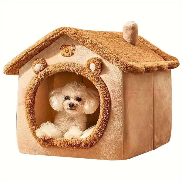 Foldable Warm And Semi-Enclosed Pet House For Cats And Dogs Carousel 2